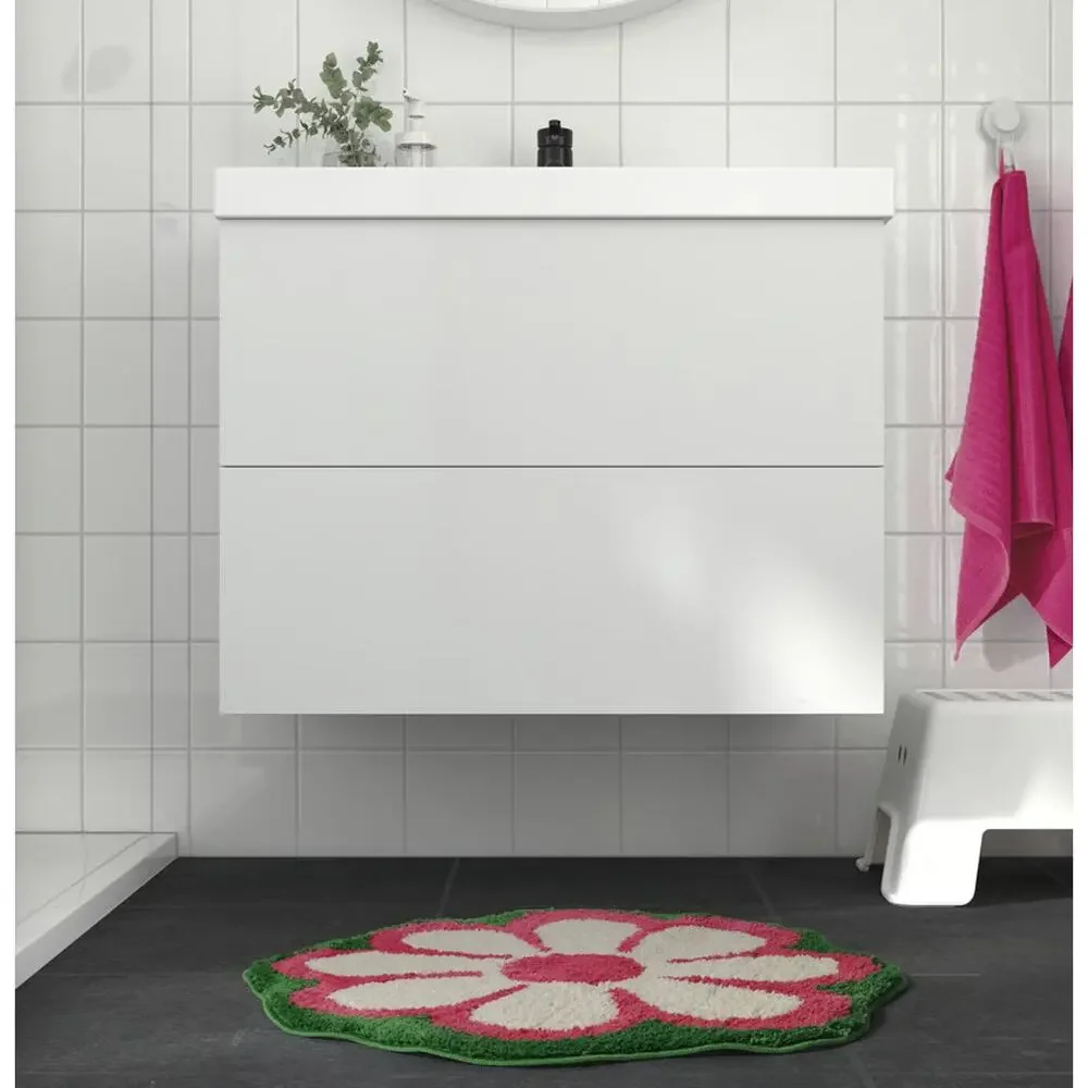 IKEA KÄRRKNIPPROT KARKKNIPPROT, Bath Mat, Floral Pattern, 26” (105.960.52) NEW